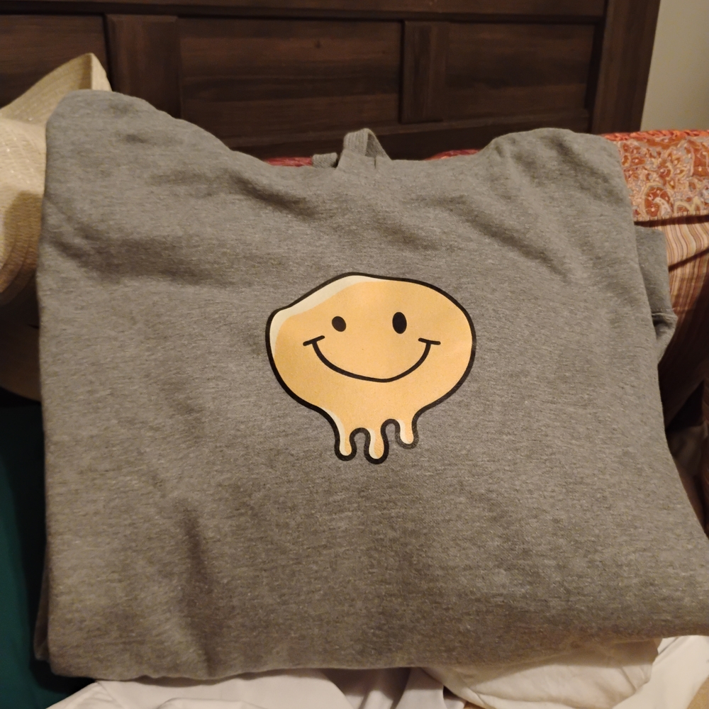 Gray Hoodie with Smiley Face Design